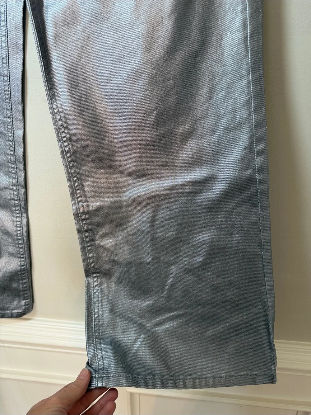 Justice NWT Girls Gray Metallic Wide-Leg Jeans. Size 18